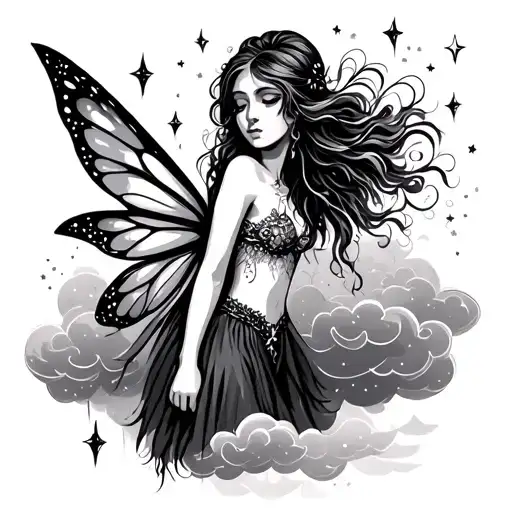 Fairy With Clouds And Stars