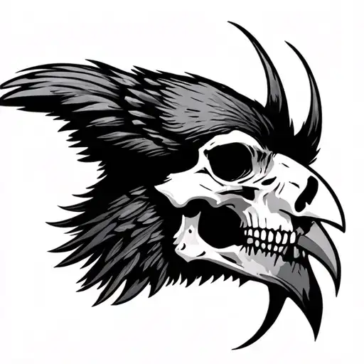 Viking Tribal Raven Skull Inside