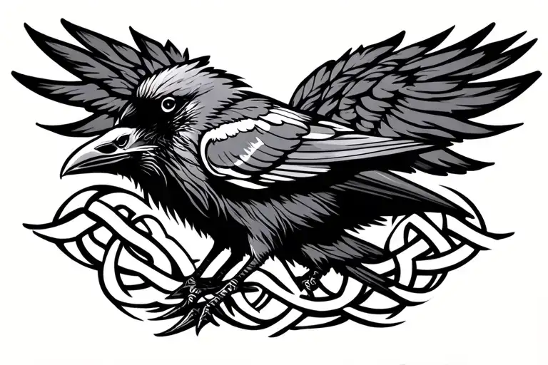 Viking Tribal Raven Knotwork