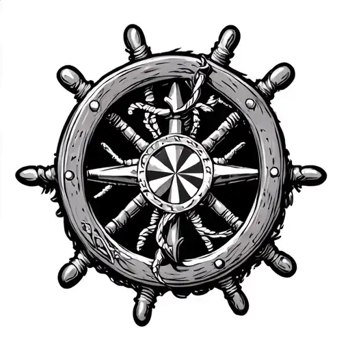 Anchor With North Star And Mariner's Wheel