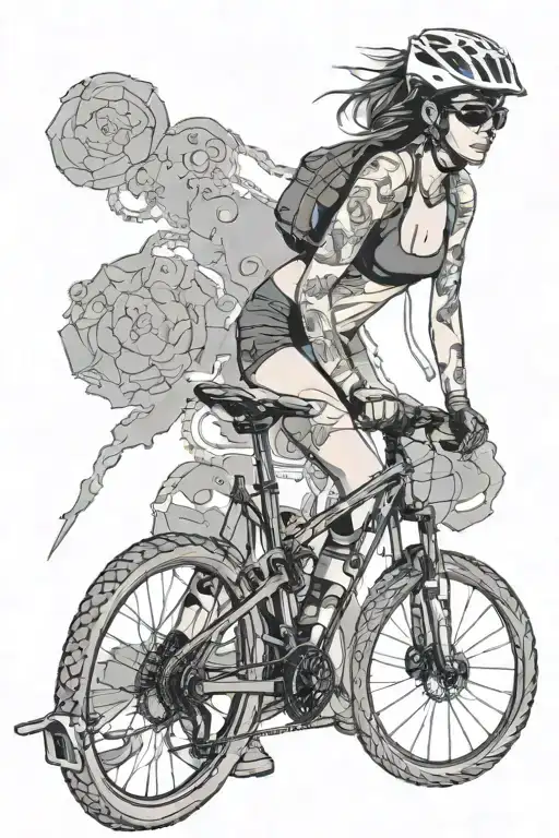 Girly Mountain Biker Wearing Bikini