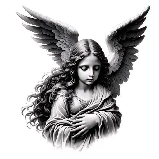 Loss Grief Portrait Face Wings Spread Wide Angel