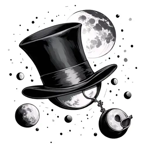 Moon Phases Integrated Spinning Top Hat And Monocle
