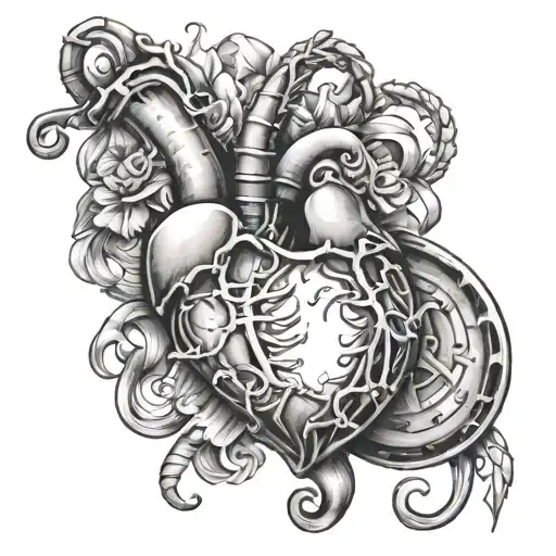 Anatomical Hear That Looks Alive With Ancient Anchor Penetrating The Heart