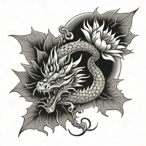 Dragon And Sunflowes