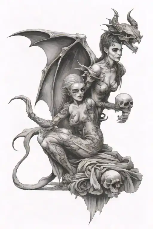 Succubus Holding A Skull