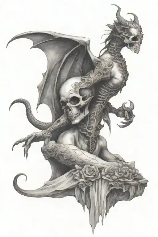 Full Body Succubus Holding A Skull