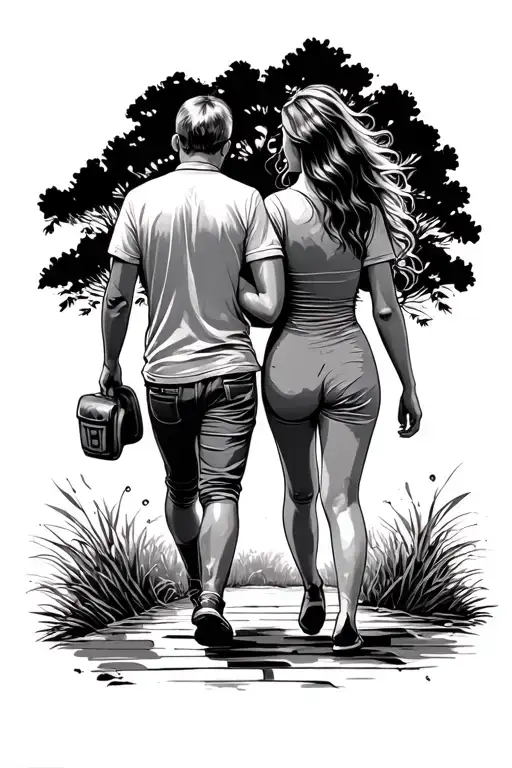 Dad Mom Daughter Walking