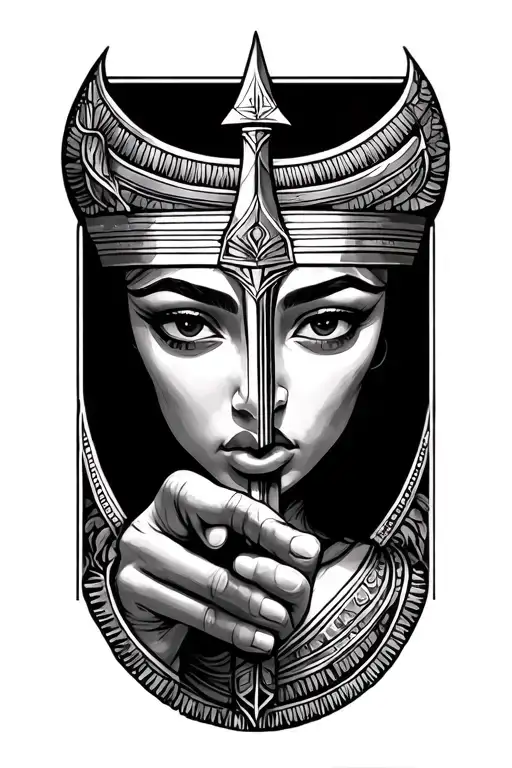 Nubian Spear Pointing At Vulva Shapes Hidden