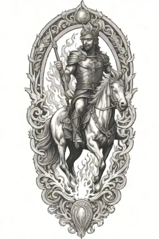 Roman Riding On Fire Flames