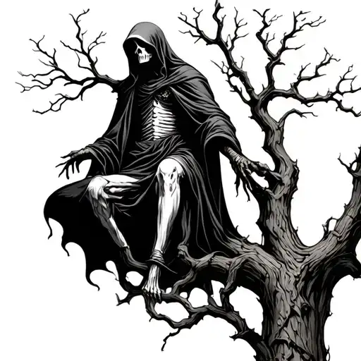 Grim Reaper In A Tree Intertwined