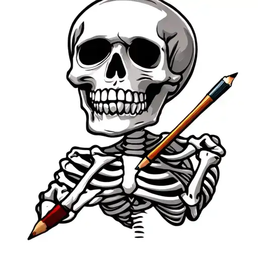 A Cartoon Skeleton Painter