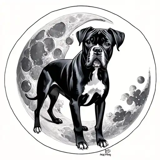 Moon With Boxer Dog Breed Black Grey