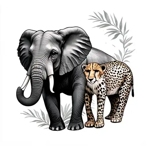 Elephant And Cheetah