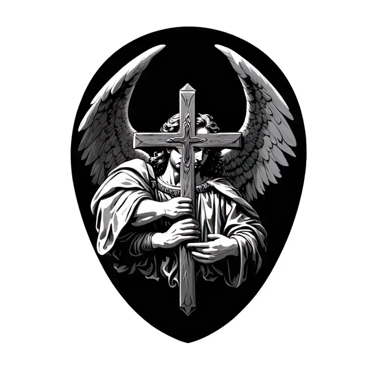 Saint Michael Holding Cross Made