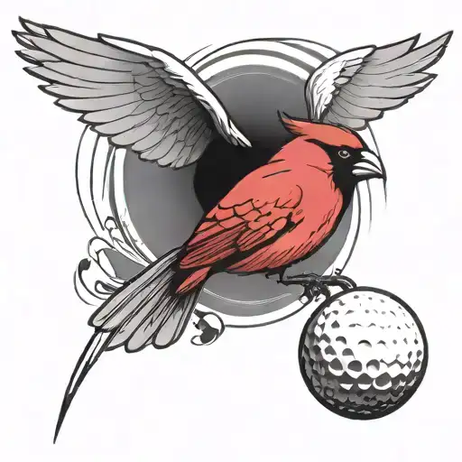 A Golf Ball Morphing Into A Cardinal Bird Mid-flight