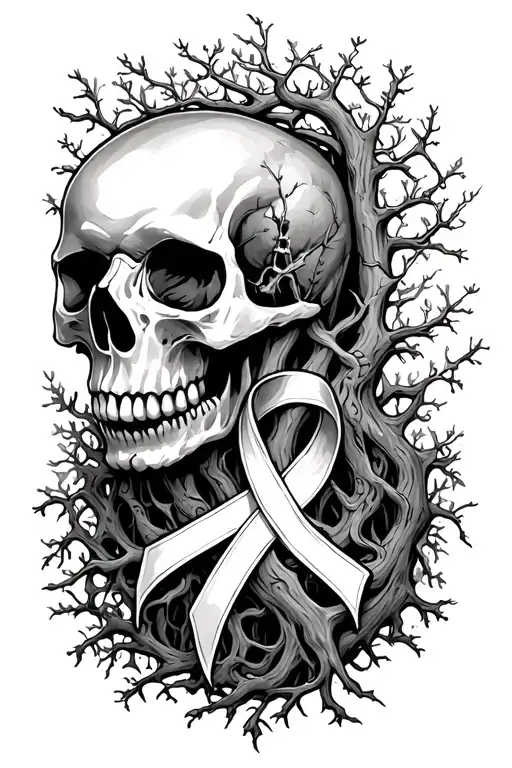 Epilepsy Ribbon Skull Tree