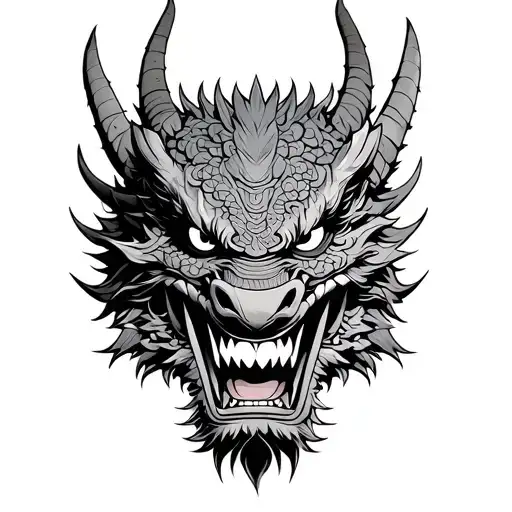 Samurai Dragon Oni Mask Full Back Piece