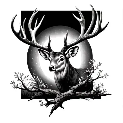 Deer Antlers As A Tree Branch