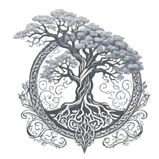 Re-propose The Yggdrasil Tree Of Life Without Leaves In Nordic Style