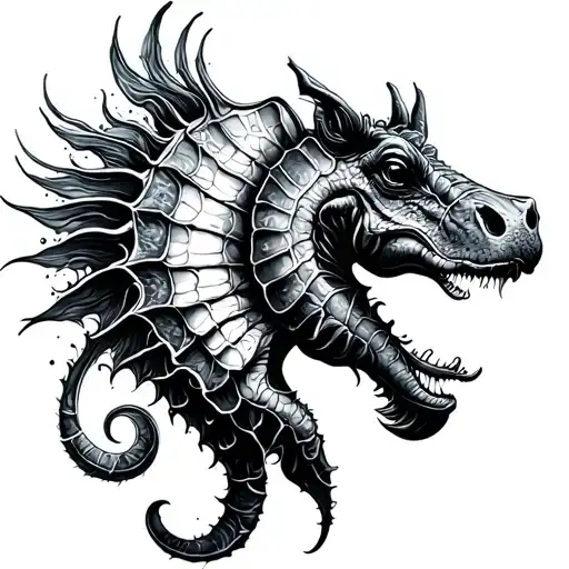 Minimalist Hippocampus Fine Line Black