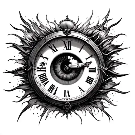 Eyes Inside Clock With Judgement And Acceptance Written In Japanese