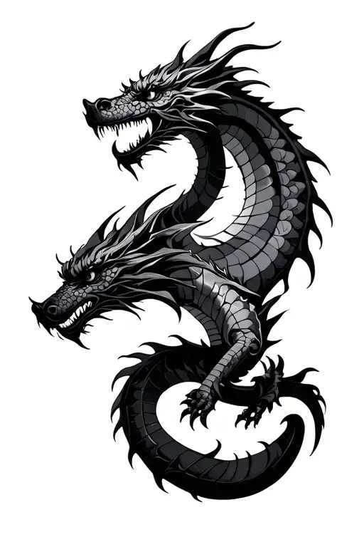Cyber Sigilism Back Dragon Tattoo Design