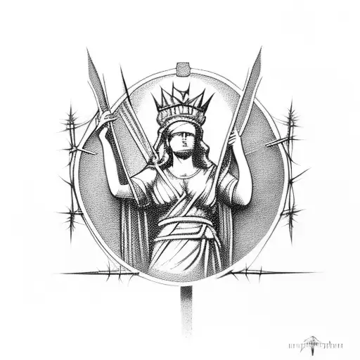 Lady Justice With Crown Of Thorns