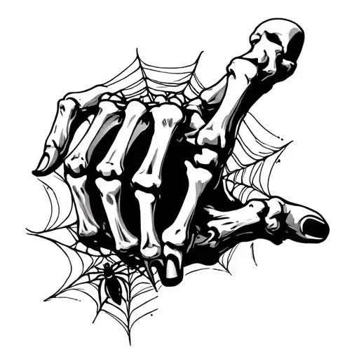 Skeleton Hand With Spiders And Spiderwebs