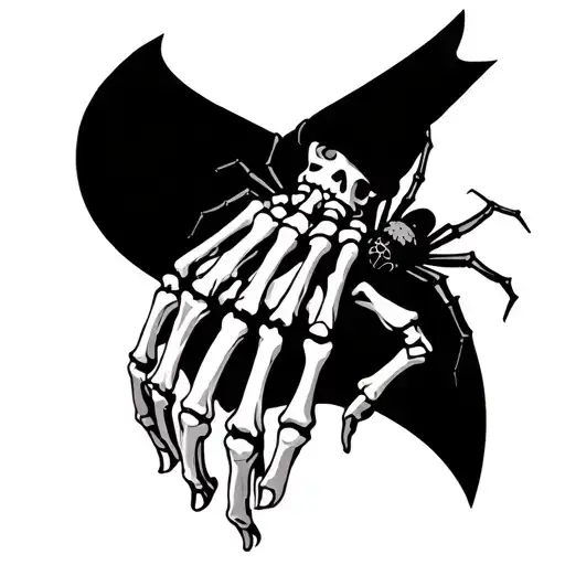 Skeleton Hand With Spiders