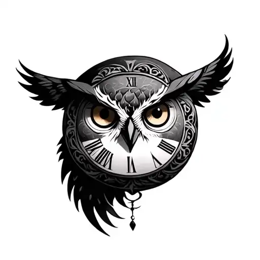 Owl Face Moon Clock Surrounded