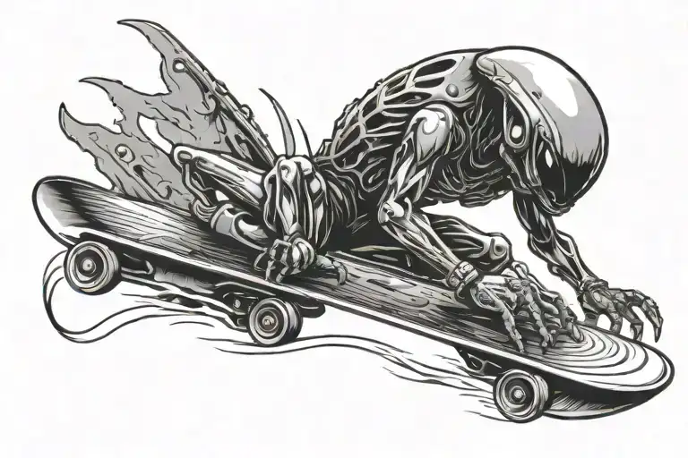 Alien On A Snowboard