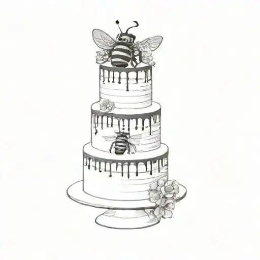 A Wedding Cake Bees Flying