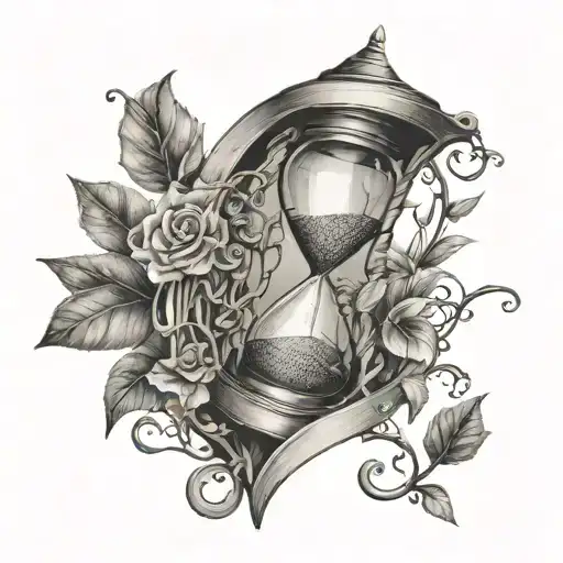 Hourglass Sand Running Surrounded By Vines Wrapped Around The Hourglass