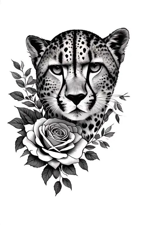 Cheetah And Roses
