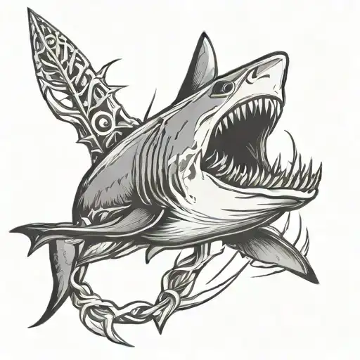 Shark Impaled By A Spear