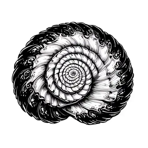 Fibonacci Spiral Shell With Star Pattern