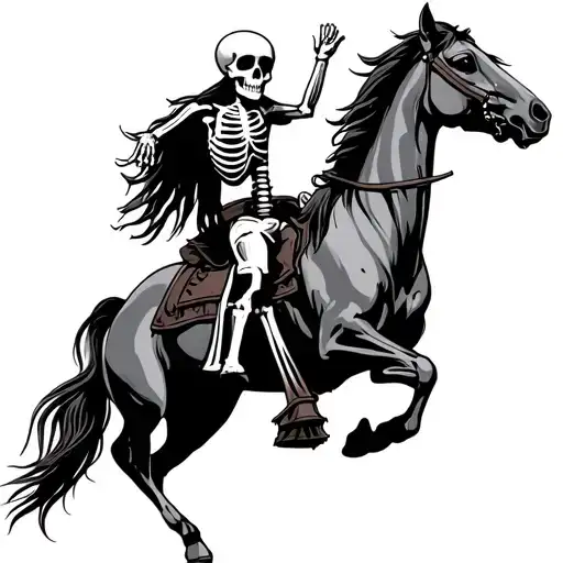 Skeleton On A Horse Jumping