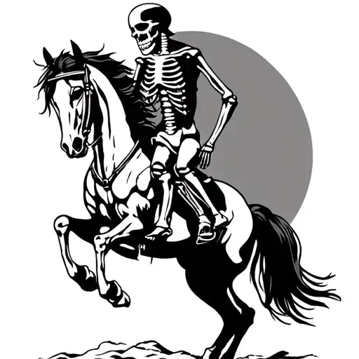 Skeleton On A Horse Jumping Down Side Profile