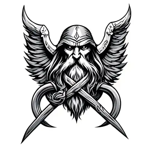 Odin With Knot Work Design