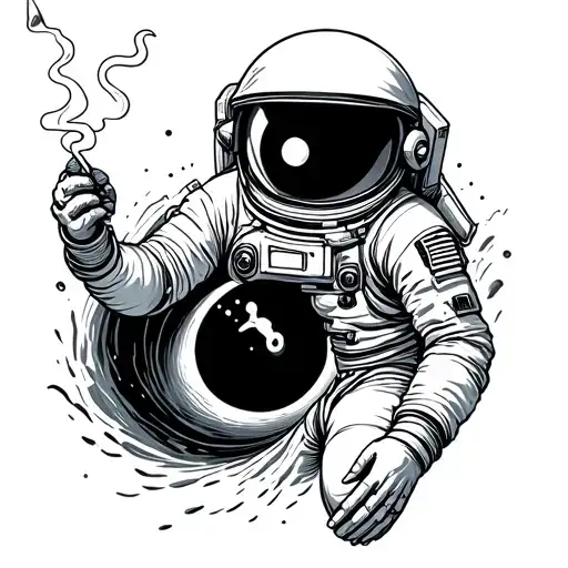 Astronaut Smoking A Joint In A Black Hole Outterspace