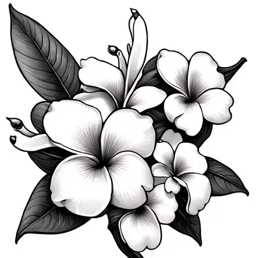 Tattoo Of Two Parent Plumeria With Two Smaller Baby Plumeria
