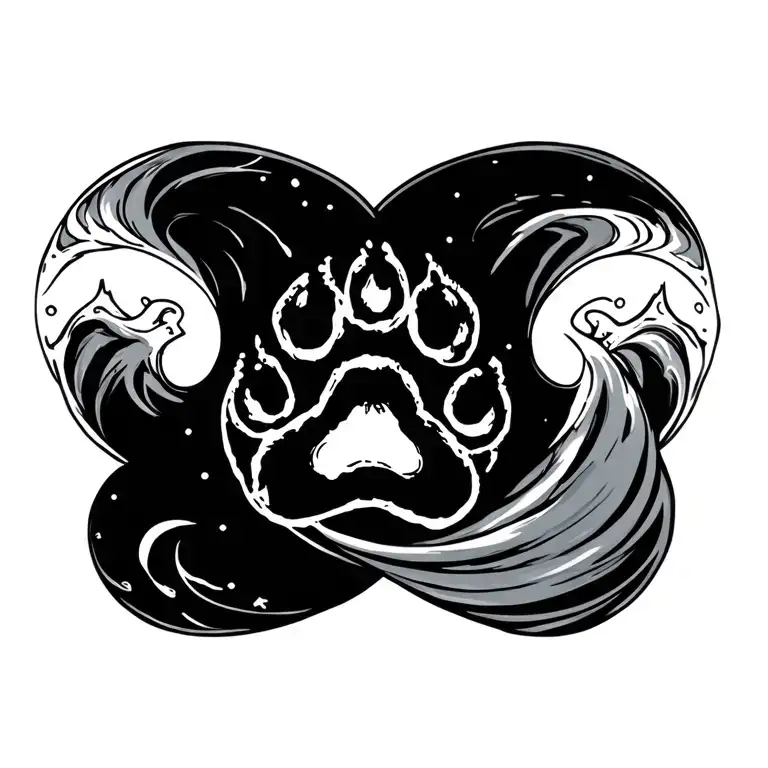 Wave With A Paw Print Inside