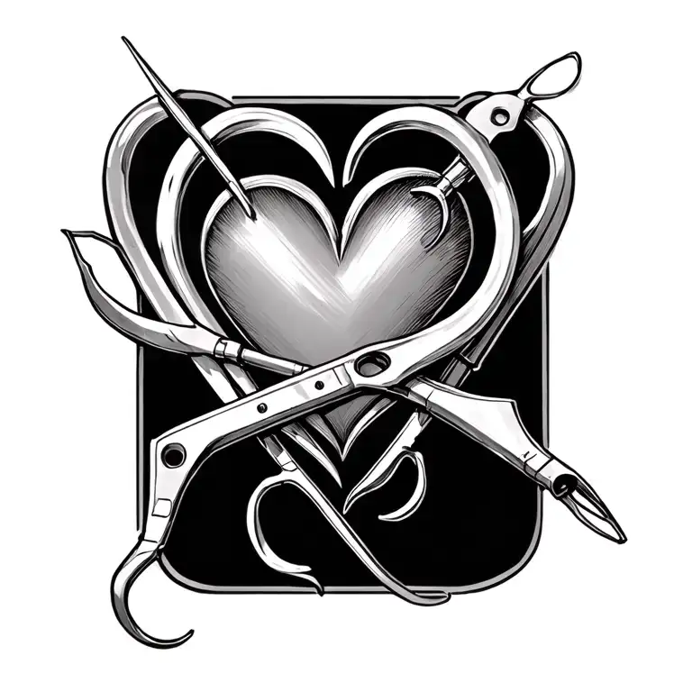 Two Hemostats Positioned To Create A Heart Shape