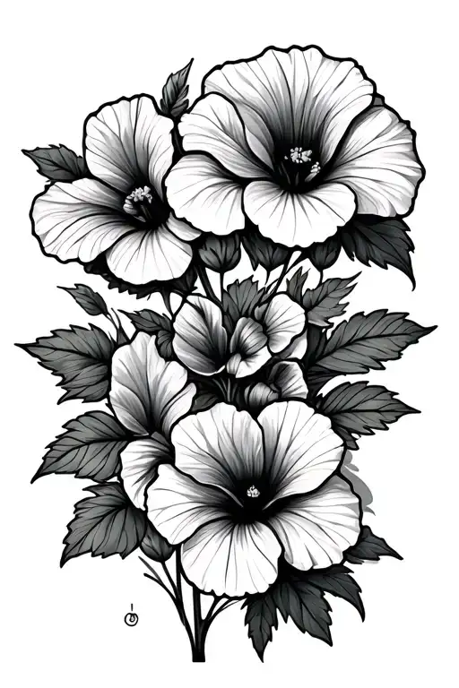Petunia Flowers Fine Line