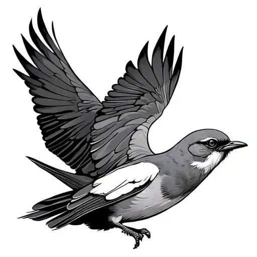 One Bird Flying One Bird Perched