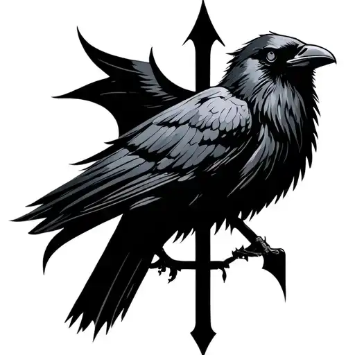 Nordic Crow Rune Minimal Line Art
