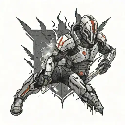 Mass Effect N7 With Dark Souls Bonfire Surrounded