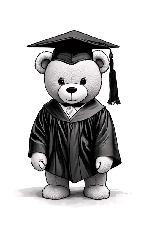 Cute Teddy Bear Wearing Graduation Cap And Gown