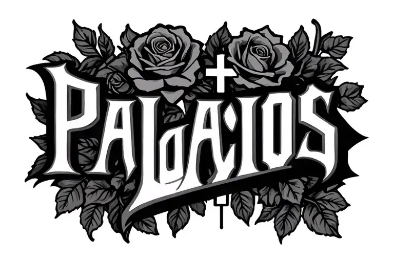 Last Name Palacios The Font Should Be Gothic With Roses And A Cross